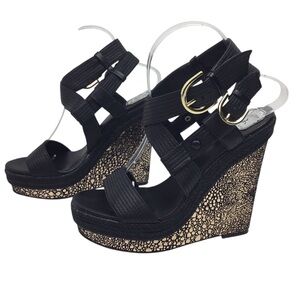 Donald J Pliner Michelle DMSX Espadrille Strap Wedge Sandals Black
